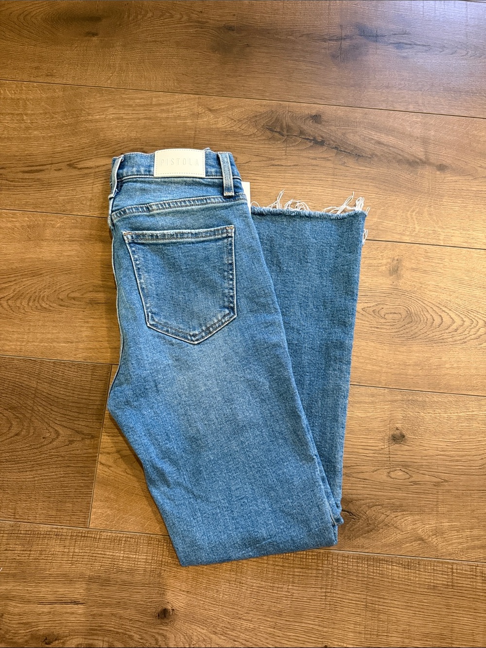 pistola faded light blue raw hem straight jeans - Picture 2 of 2